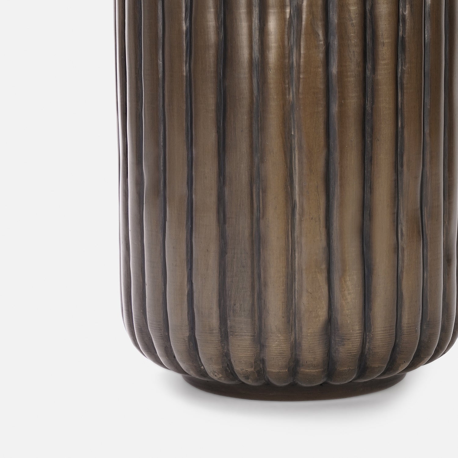 Dark Brown Ribbed Aluminium Planter - Medium