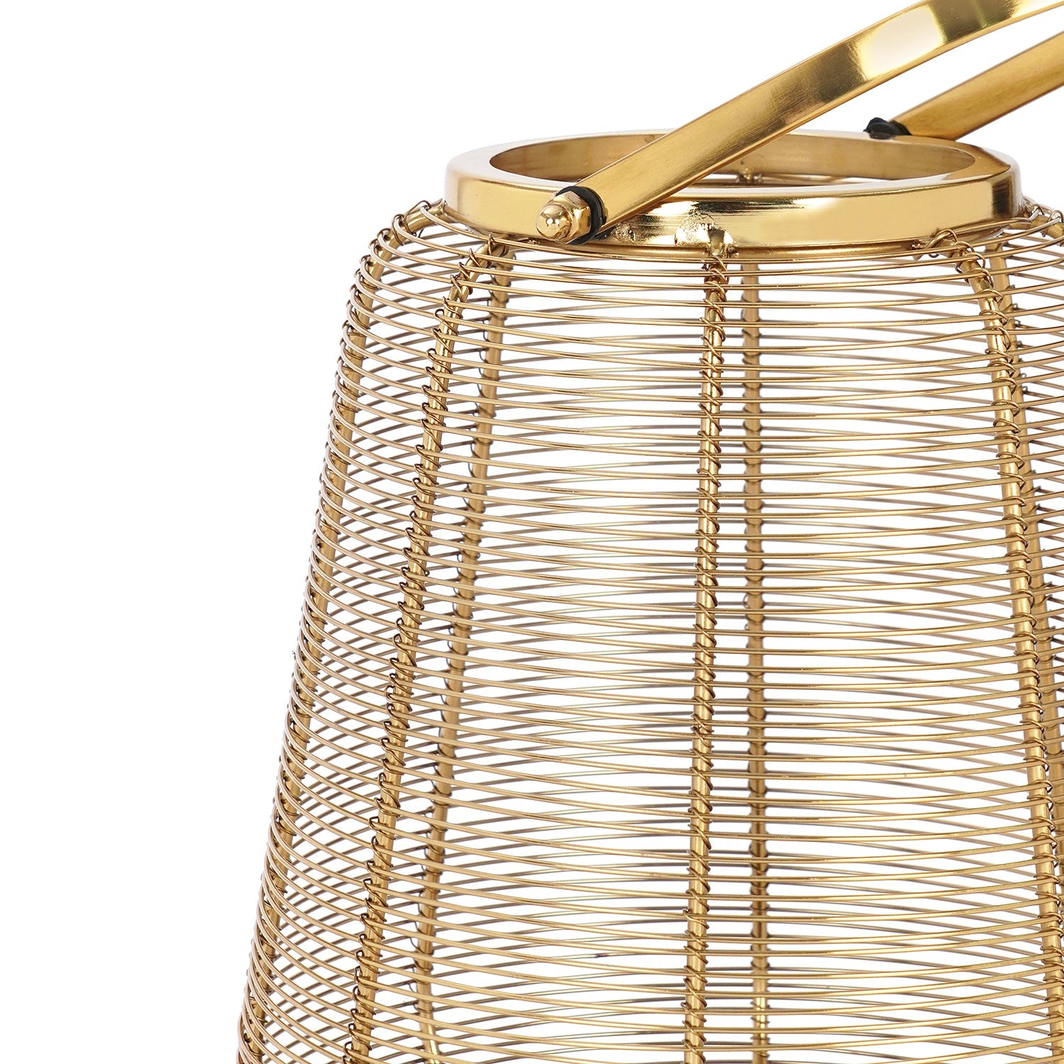 Gold Metal Round Lantern with Glass - Large