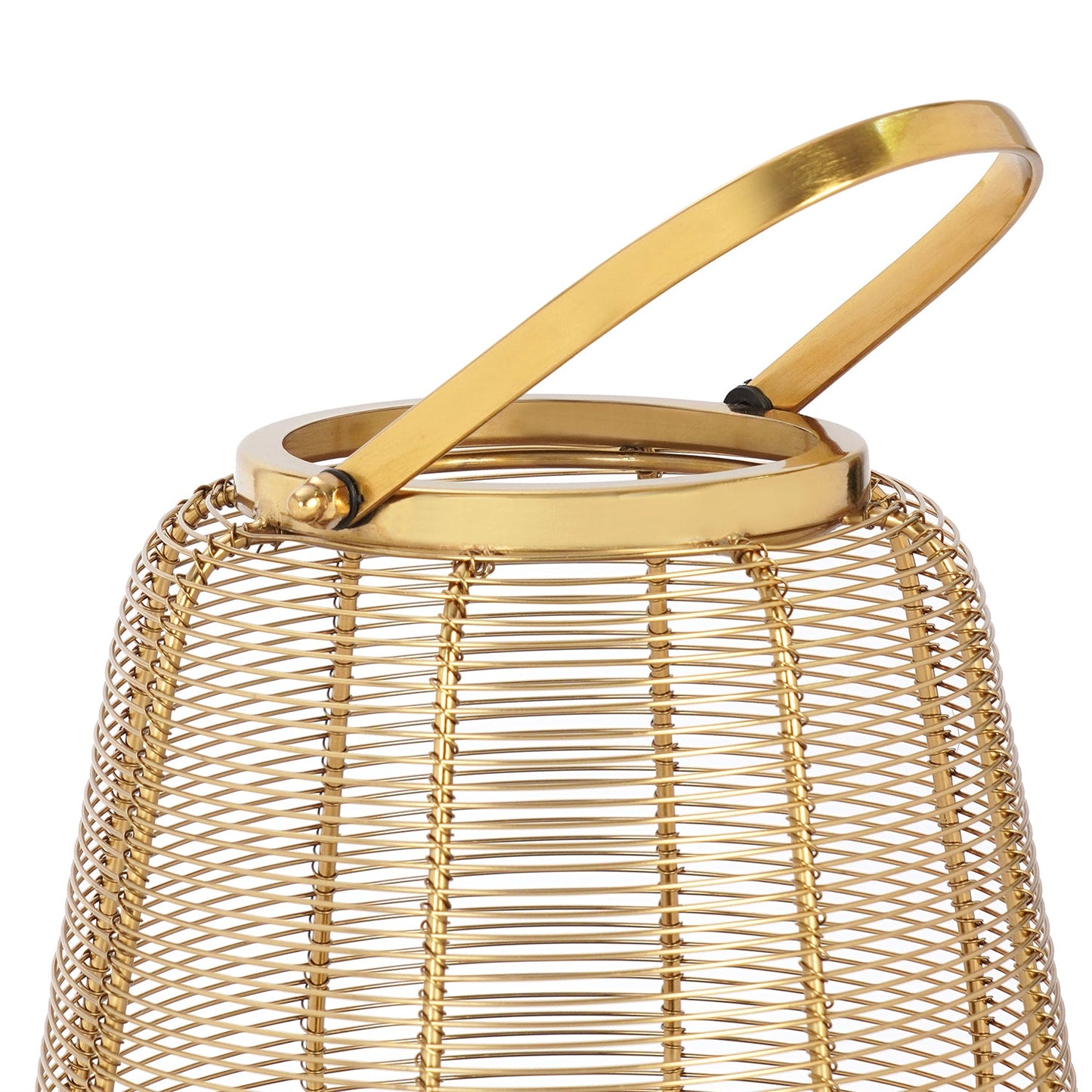 Gold Metal Round Lantern with Glass - Small
