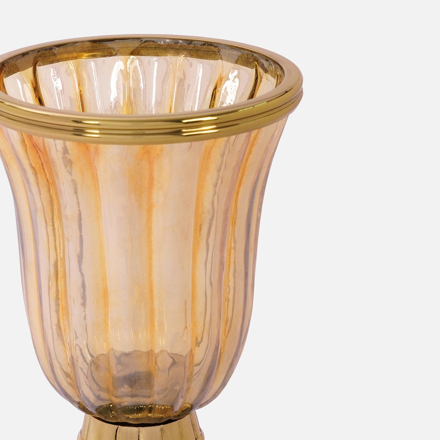 Gold Ribbed Hurricane with Short Stand - Small