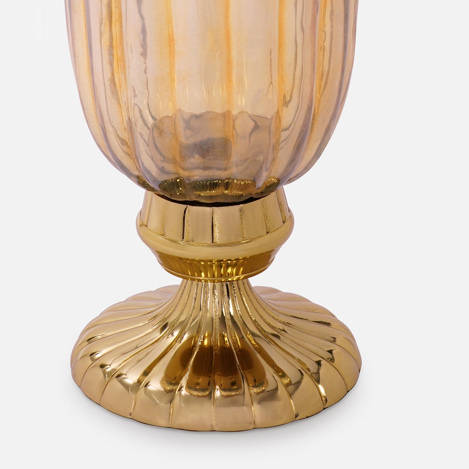 Gold Ribbed Hurricane with Short Stand - Small