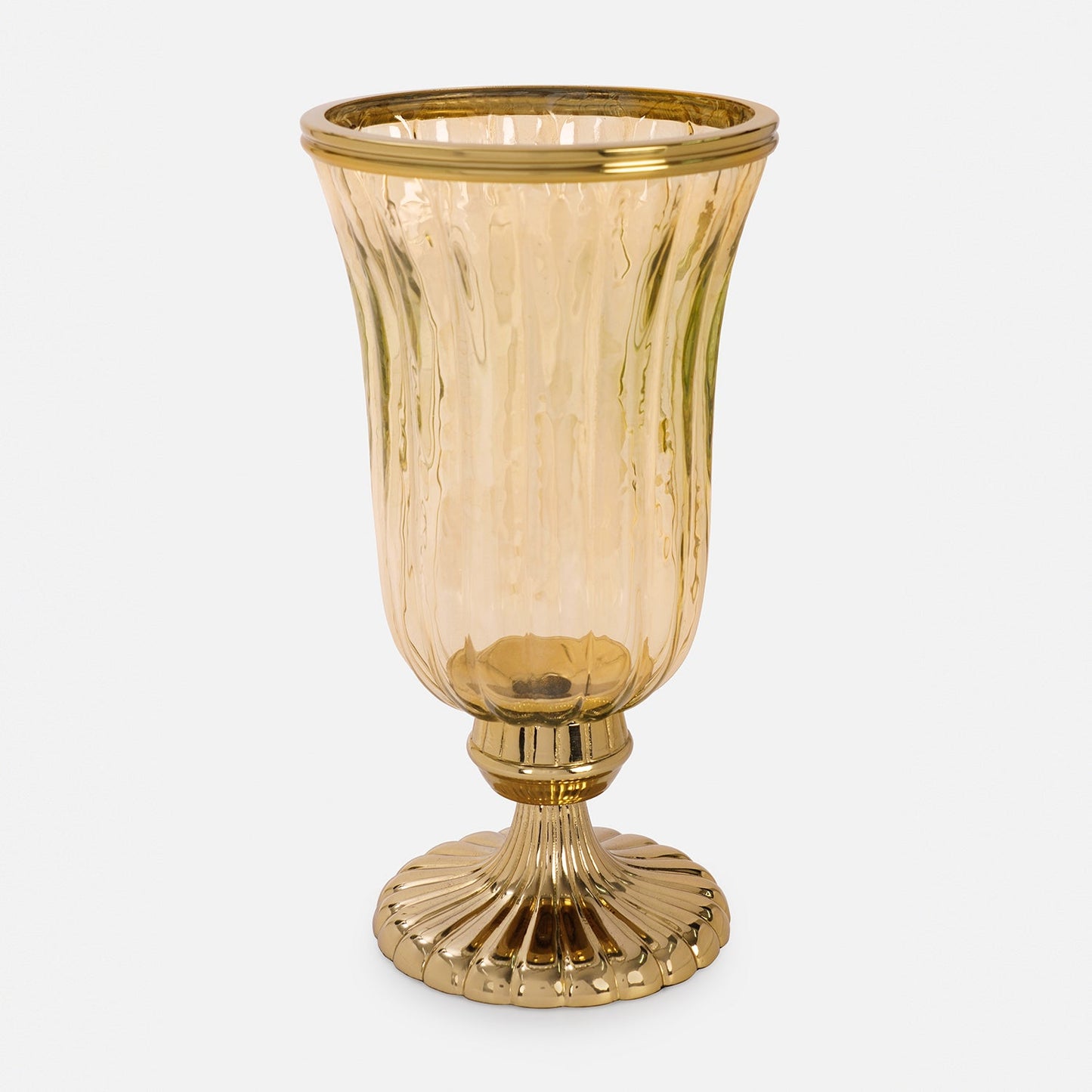 Gold Ribbed Hurricane with Short Stand - Large