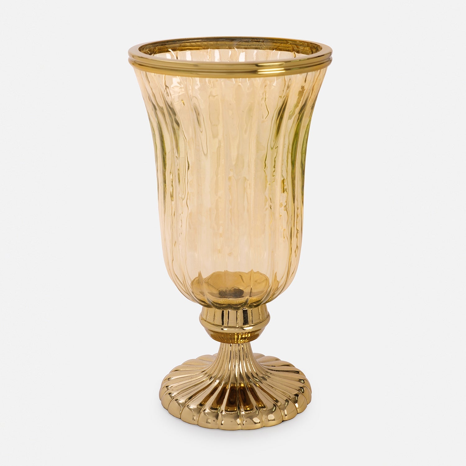 Gold Ribbed Hurricane with Short Stand - Large
