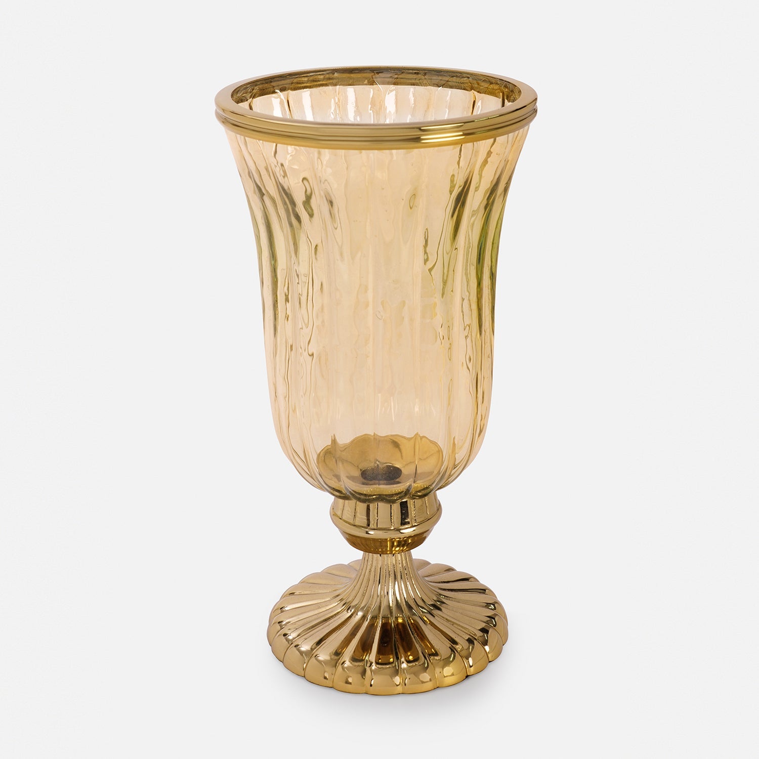 Gold Ribbed Hurricane with Short Stand - Large