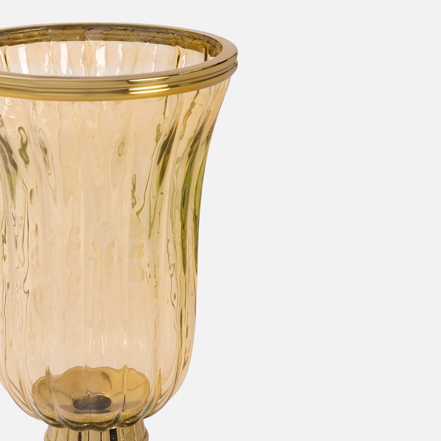 Gold Ribbed Hurricane with Short Stand - Large