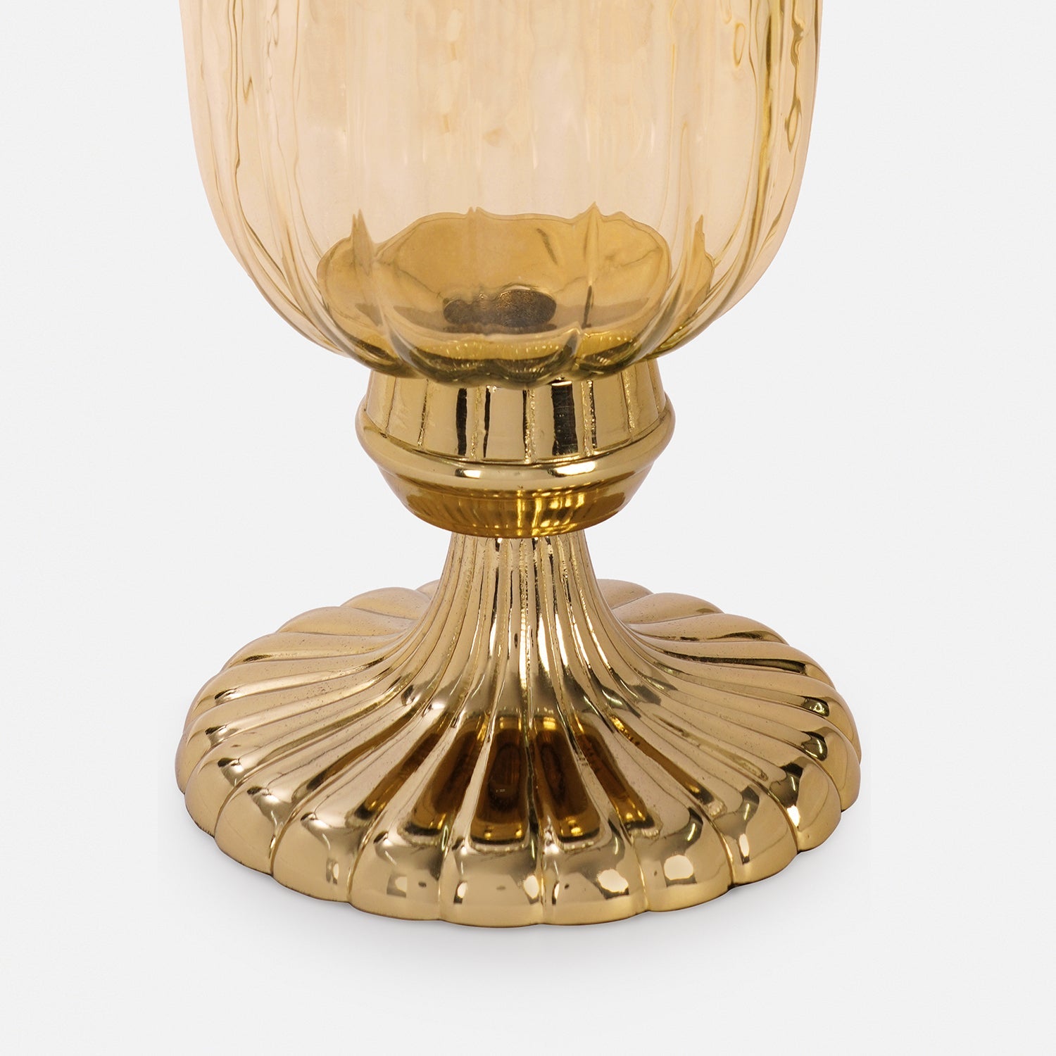Gold Ribbed Hurricane with Short Stand - Large