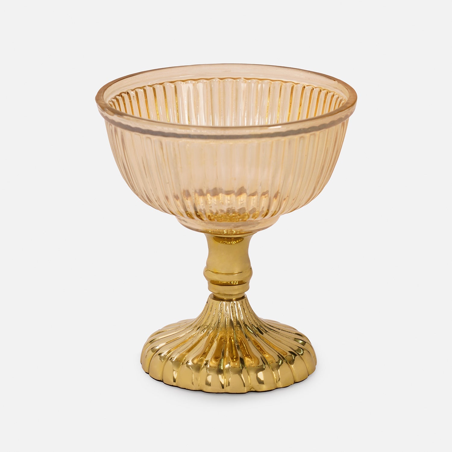 Gold Ribbed Decorative Cup with Stand