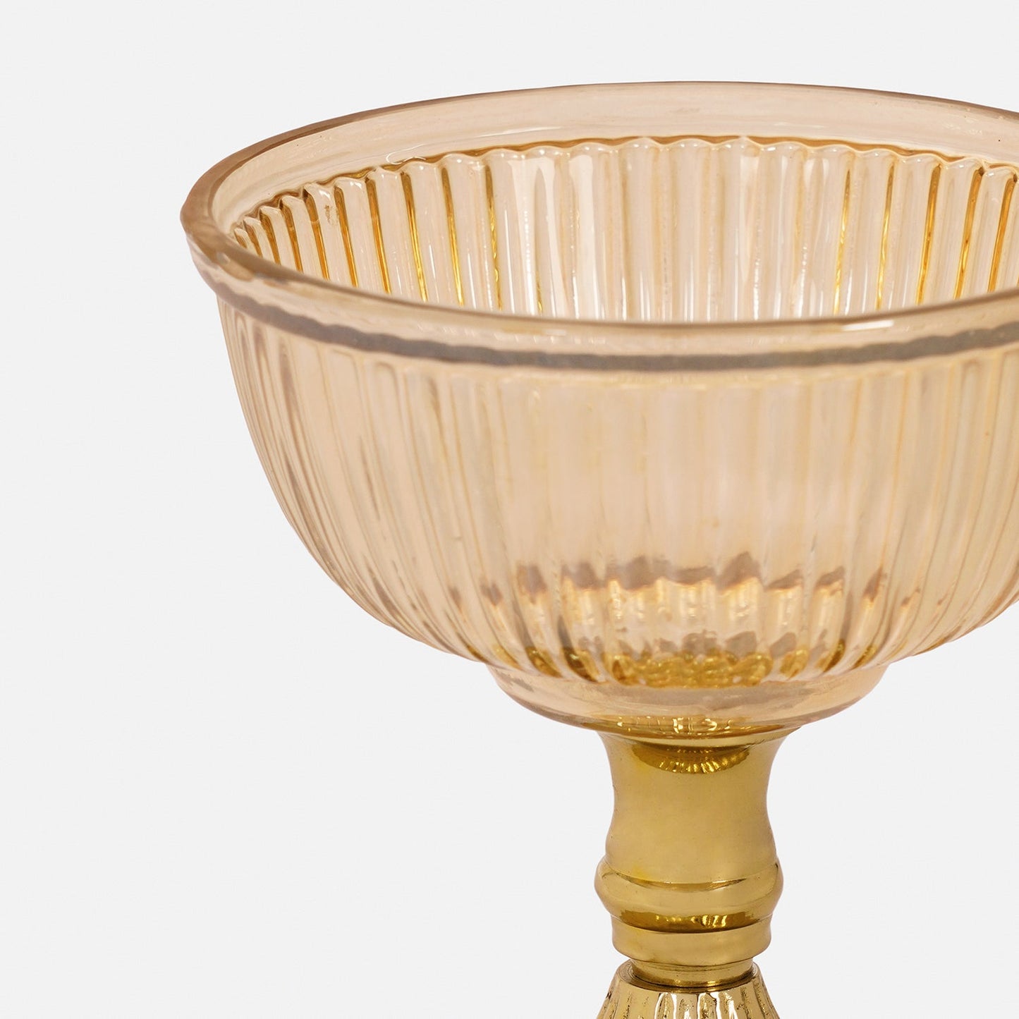 Gold Ribbed Decorative Cup with Stand