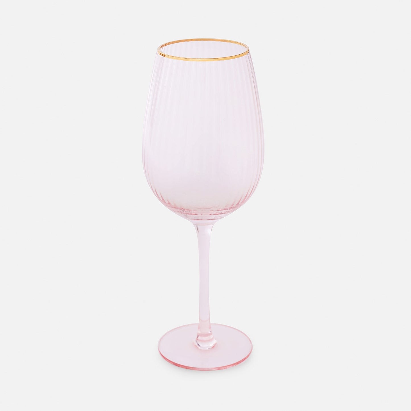 Set of 2 Light Pink Ribbed Textured Wine Glasses