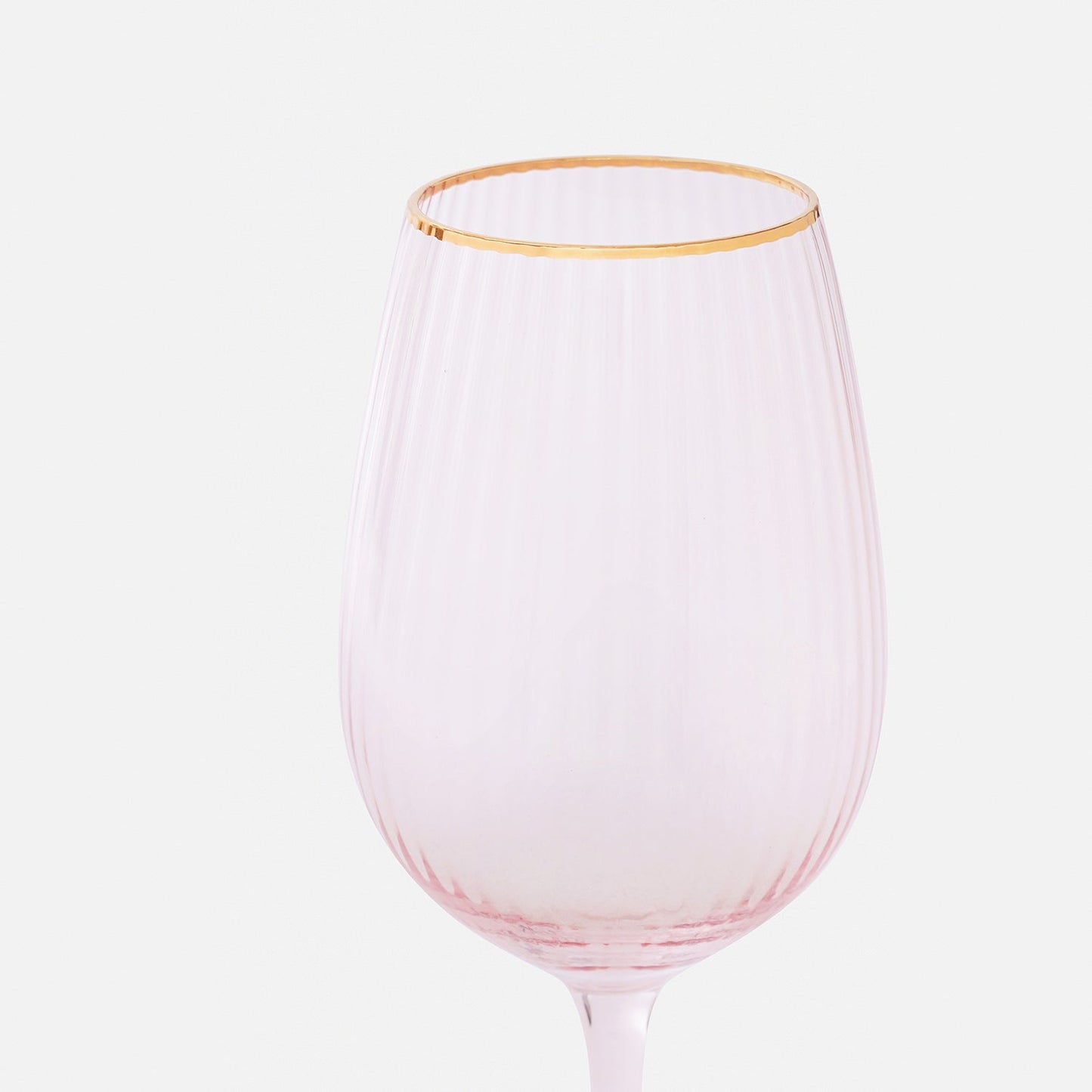 Set of 2 Light Pink Ribbed Textured Wine Glasses