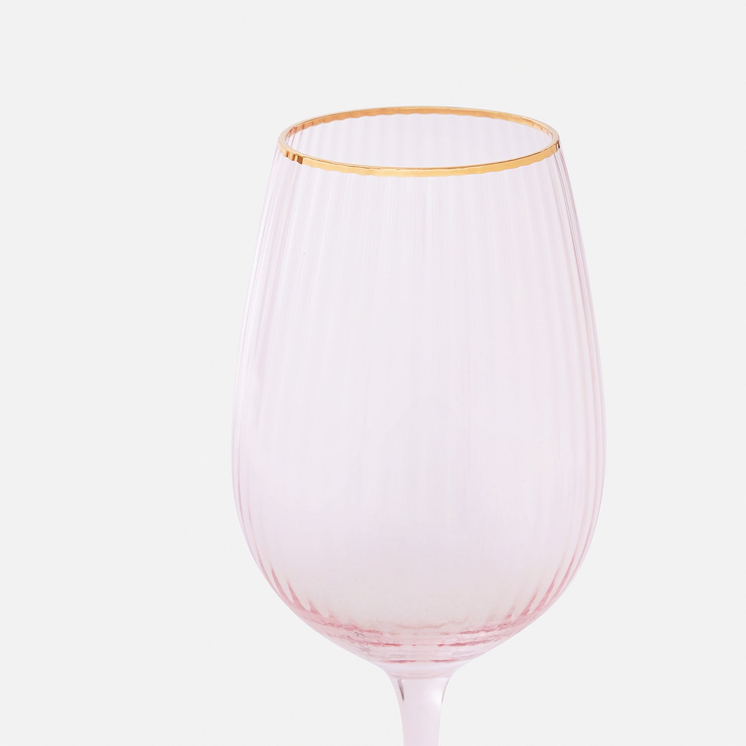 Set of 2 Light Pink Ribbed Textured Wine Glasses