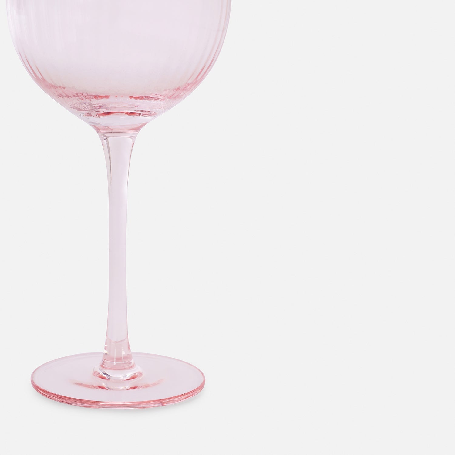 Set of 2 Light Pink Ribbed Textured Wine Glasses