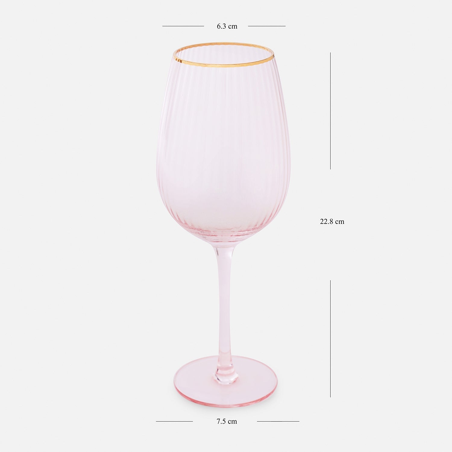 Set of 2 Light Pink Ribbed Textured Wine Glasses