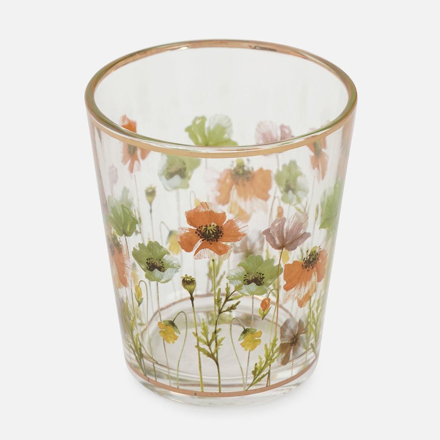Set of 2 Blue Clear Floral Print Drinking Glasses
