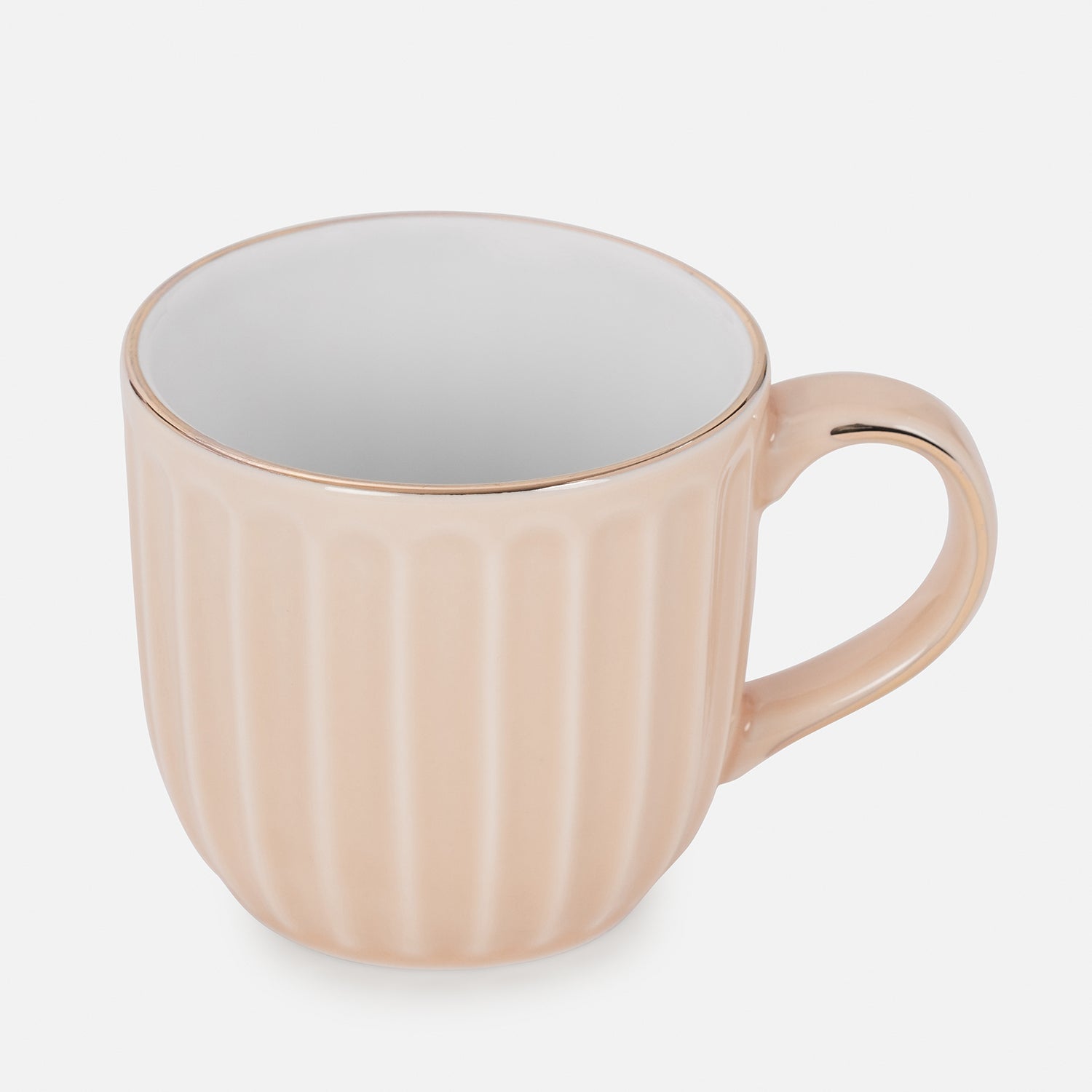 Set of 2 Pink Ceramic Ribbed Coffee Cups