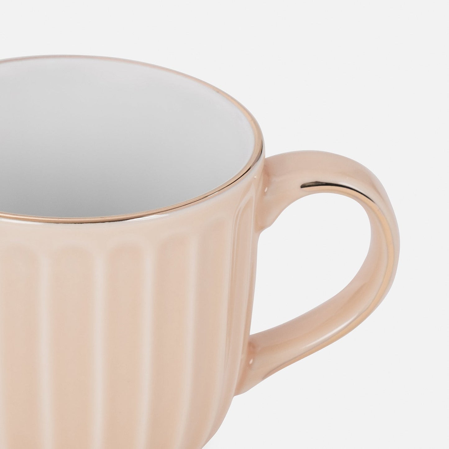 Set of 2 Pink Ceramic Ribbed Coffee Cups