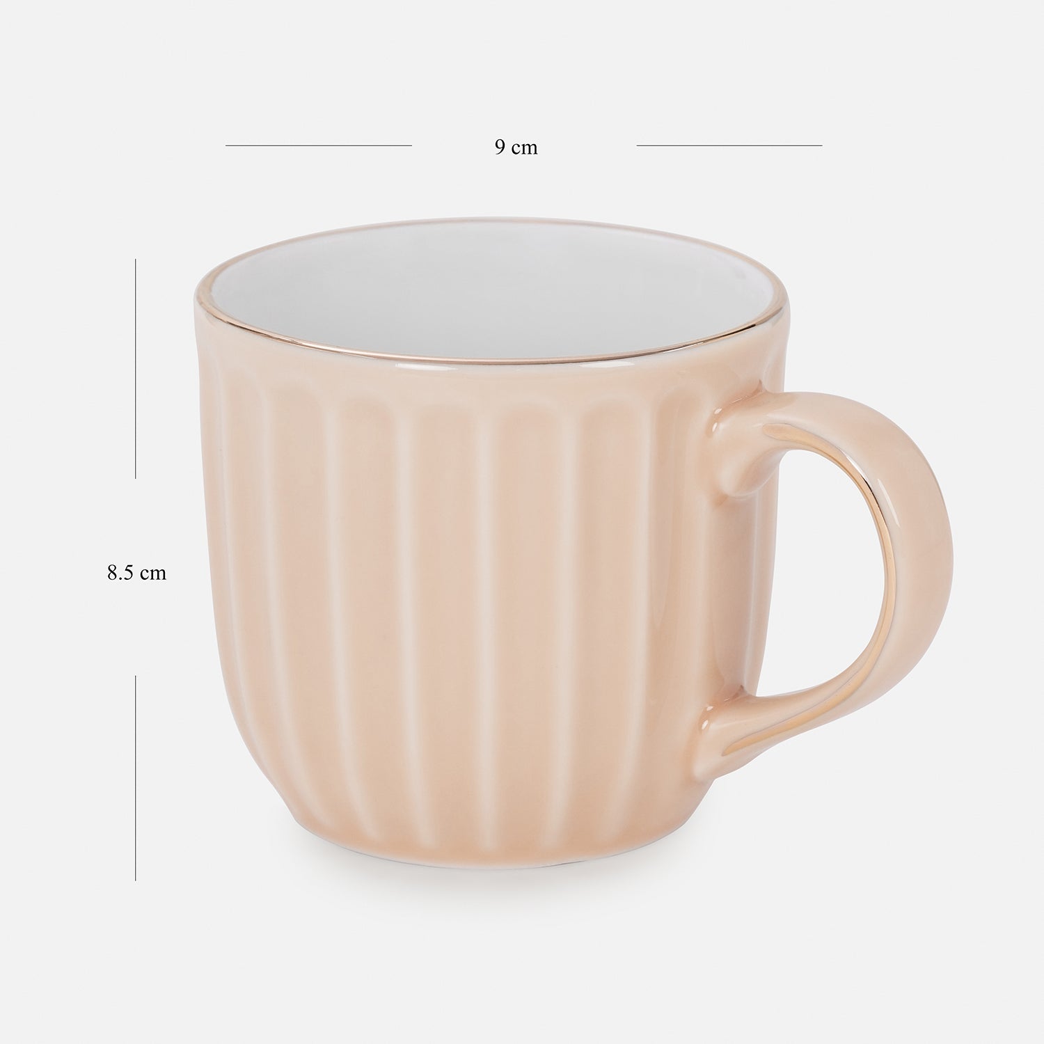 Set of 2 Pink Ceramic Ribbed Coffee Cups