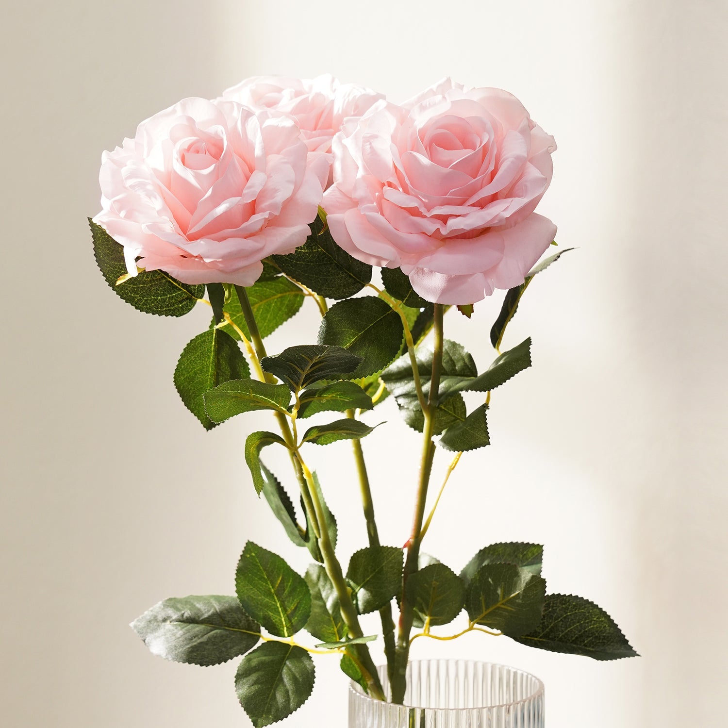 Blush Pink Artificial Rose Flower Stem - Single