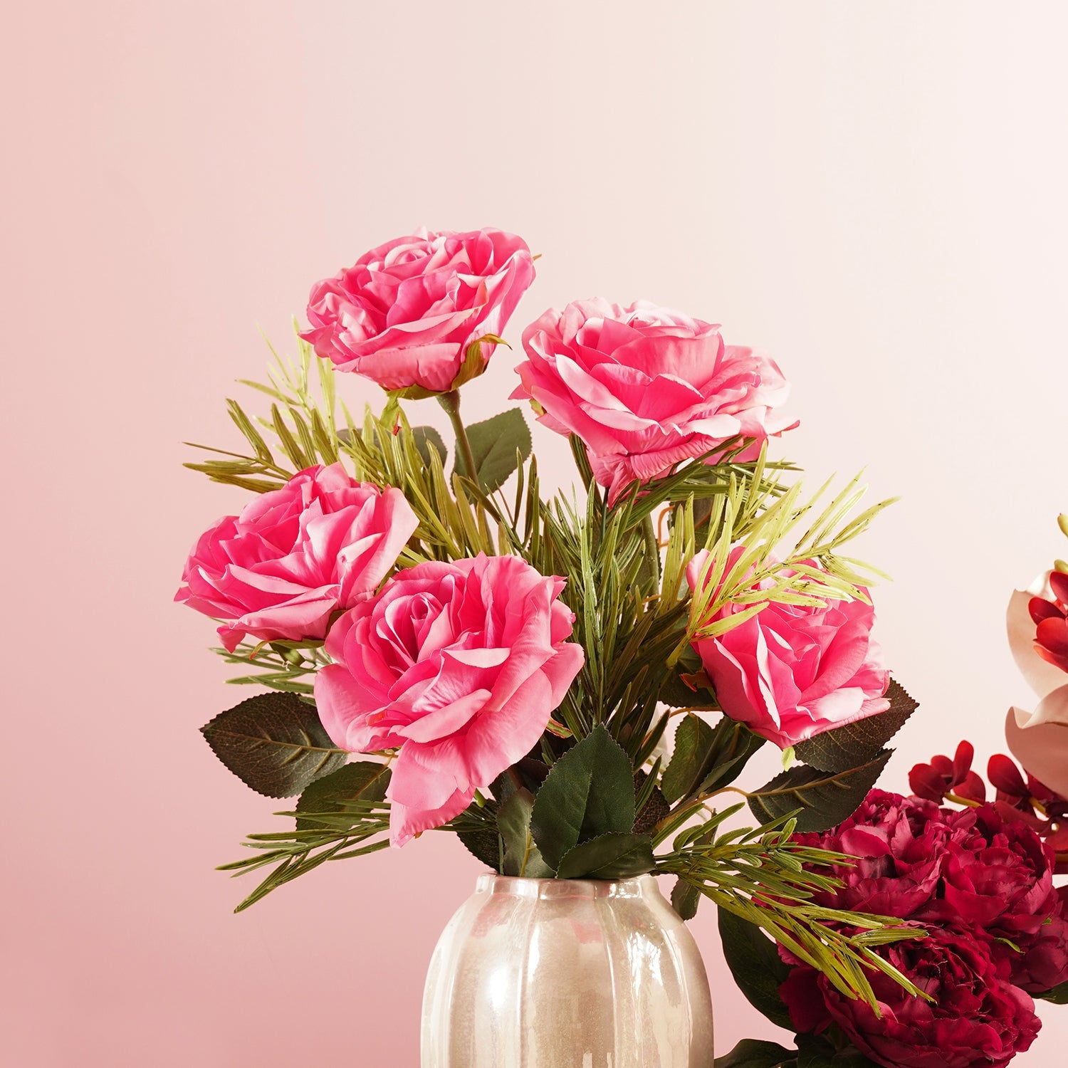 Pink Rose Faux Flower Single Stem