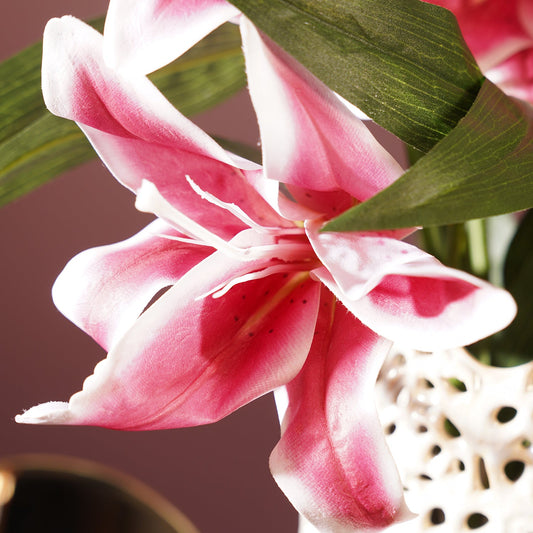 Pink Lily Faux Flower Single Stem
