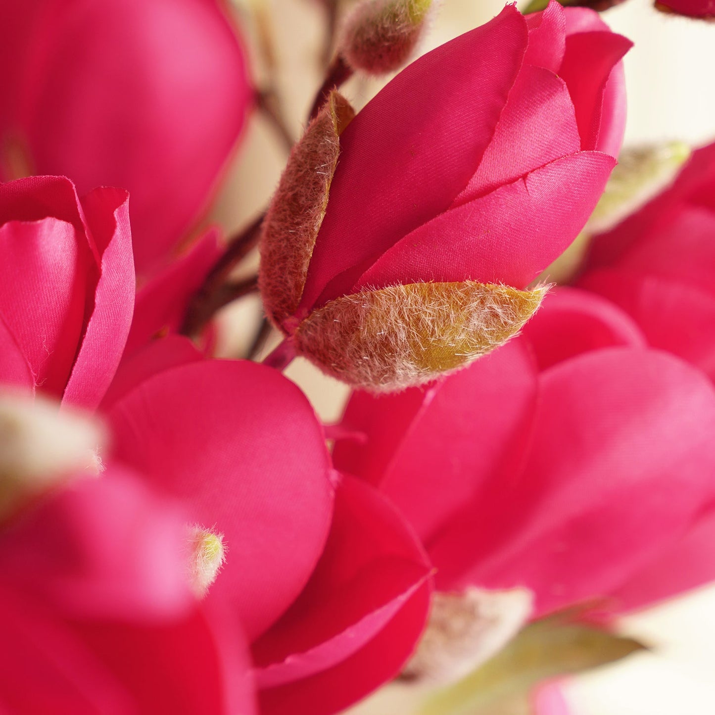 Dark Pink Artificial Magnolia Flower Stem - Single