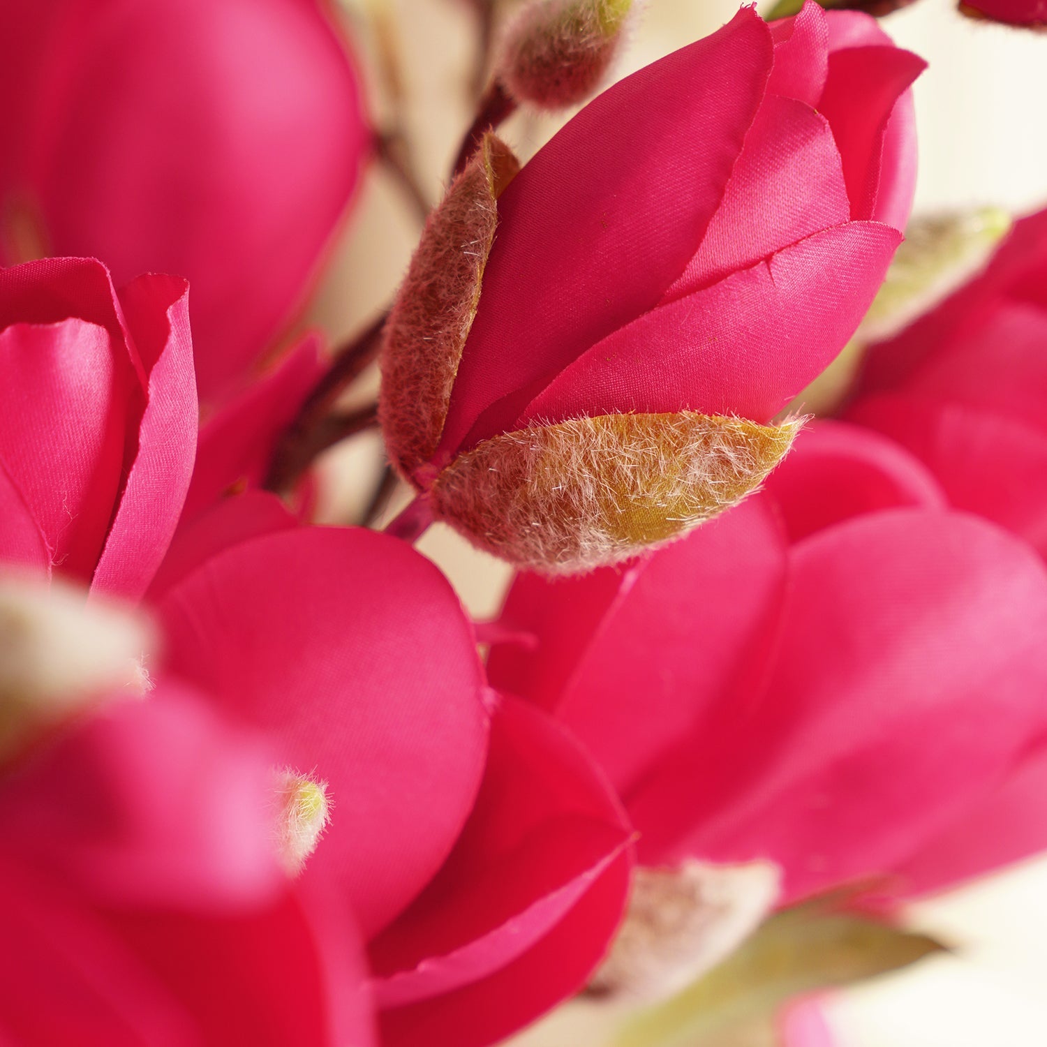 Dark Pink Artificial Magnolia Flower Stem - Single