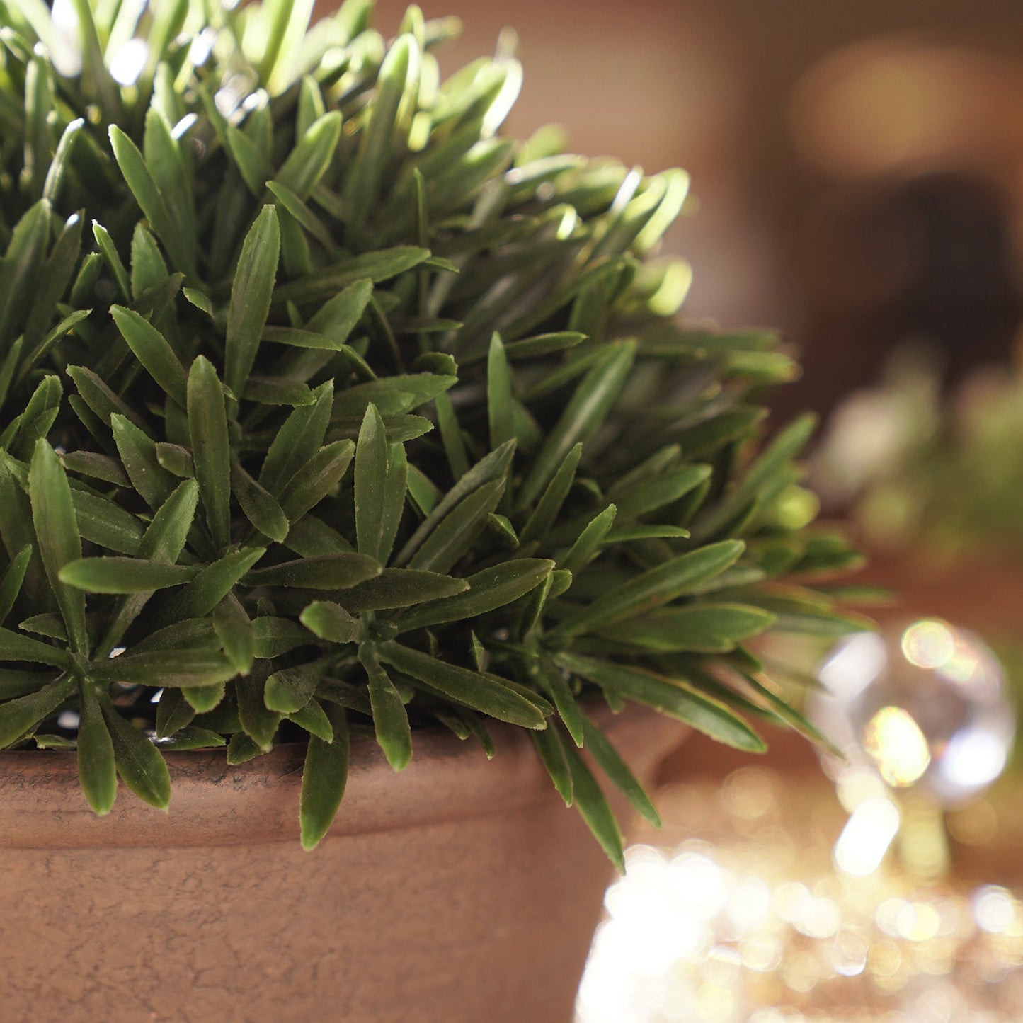 Green Artificial Fern Pine Plant with Cement Pot - Small