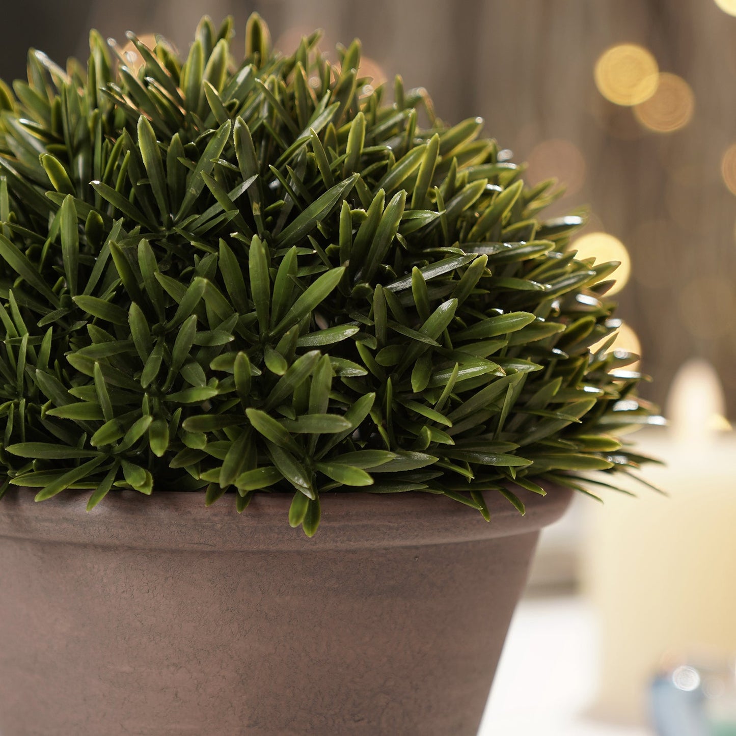 Green Artificial Fern Pine Plant with Cement Pot - Large
