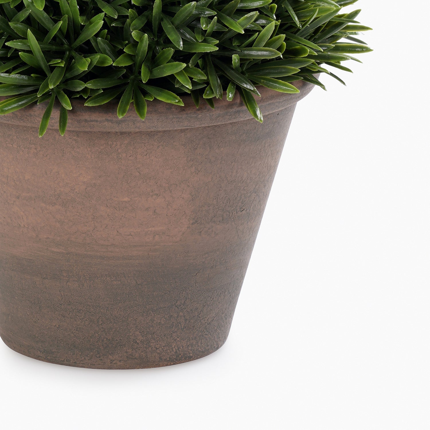 Green Artificial Fern Pine Plant with Cement Pot - Large