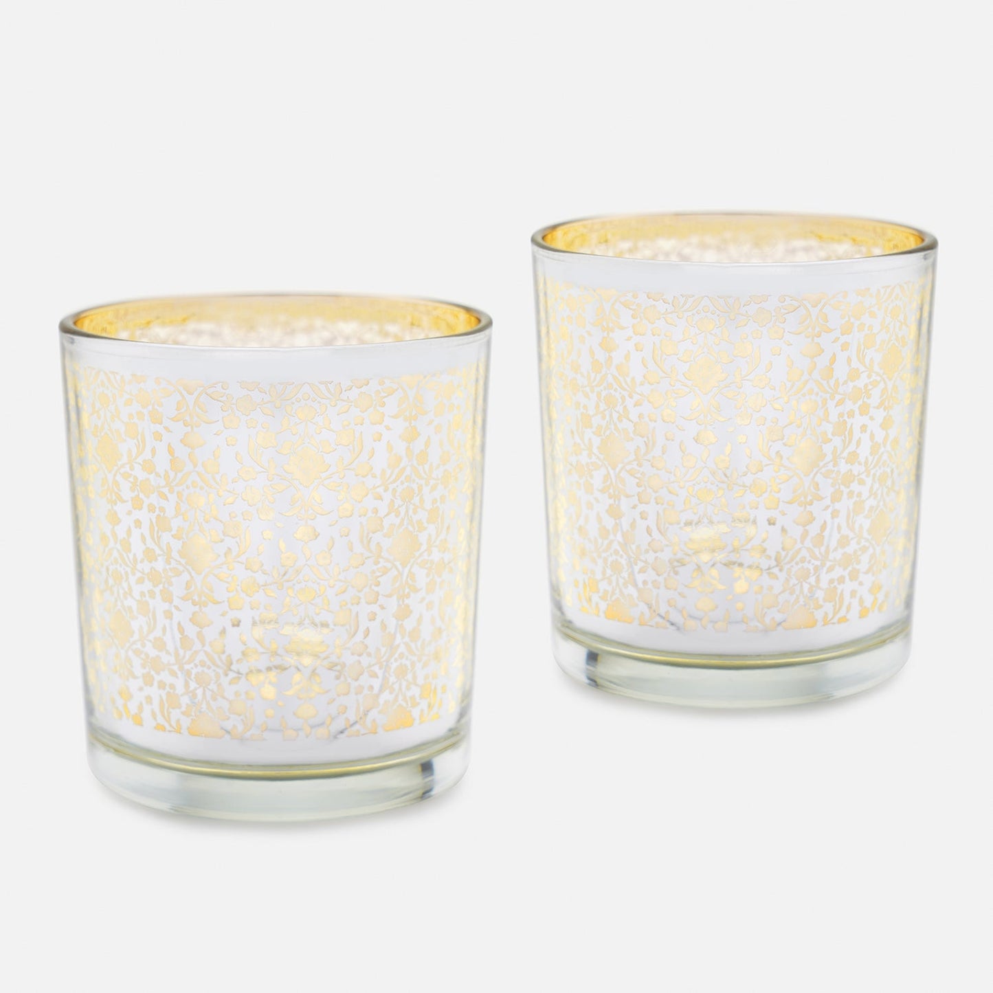 Set of 2 Pearl Patterned Pearl Finish Votives - Small
