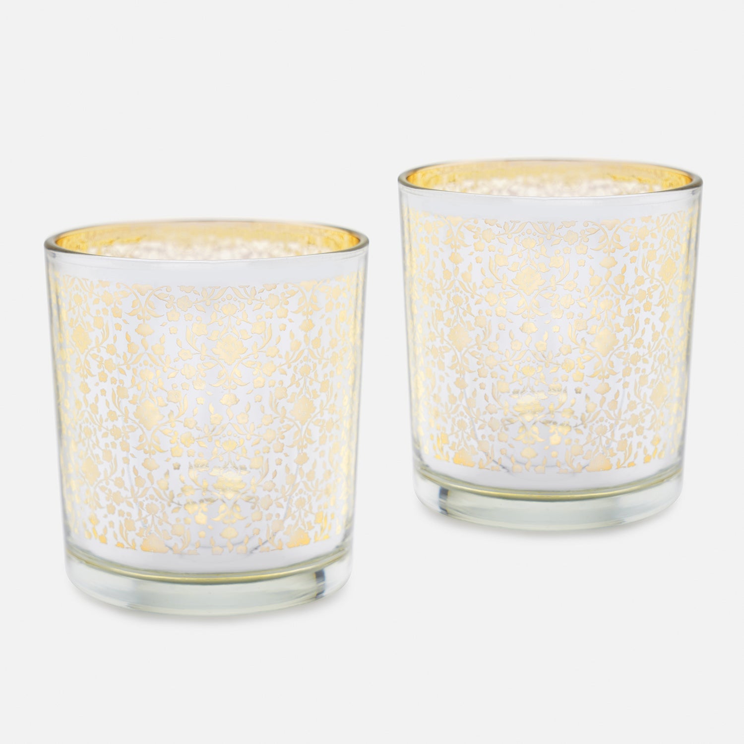 Set of 2 Pearl Patterned Pearl Finish Votives - Small