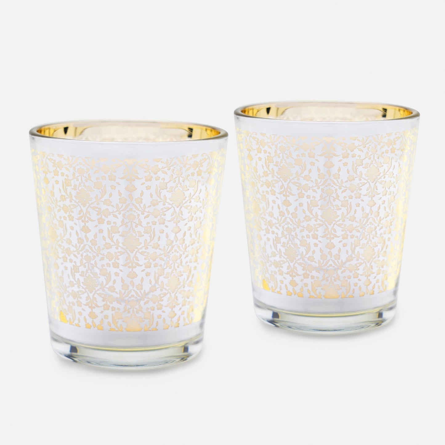 Set of 2 Pearl Patterned Pearl Finish Votives - Large