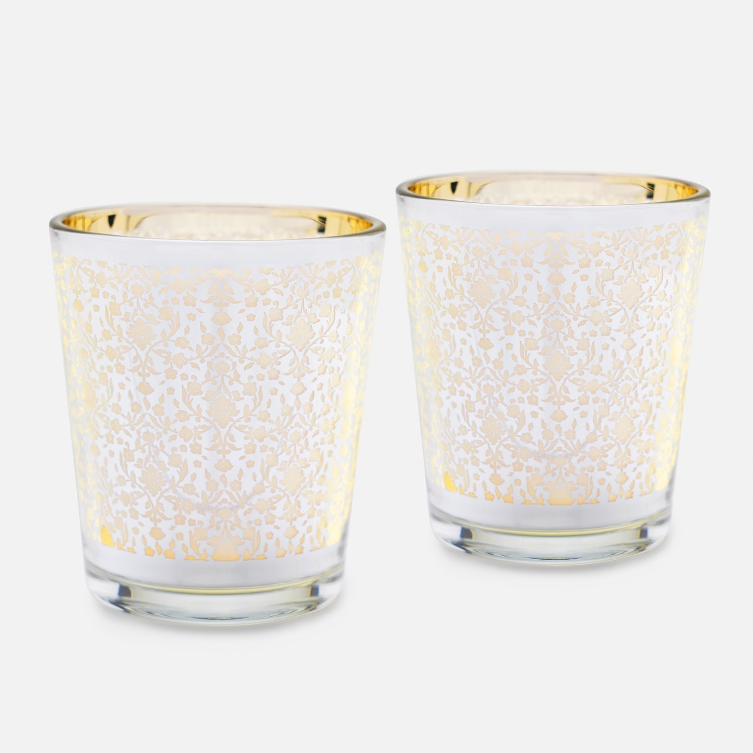 Set of 2 Pearl Patterned Pearl Finish Votives - Large