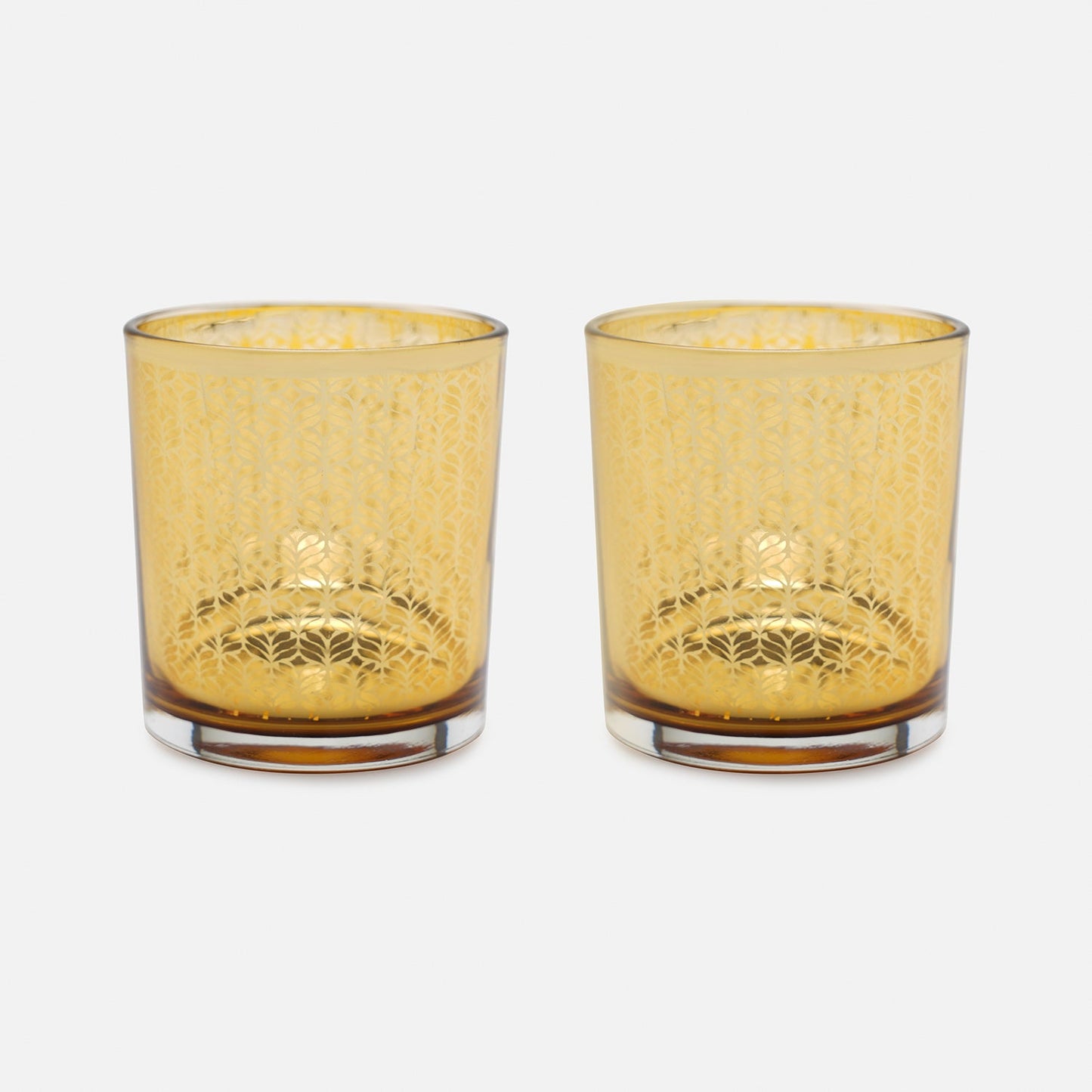 Set of 2 Gold Patterned Votives - Small