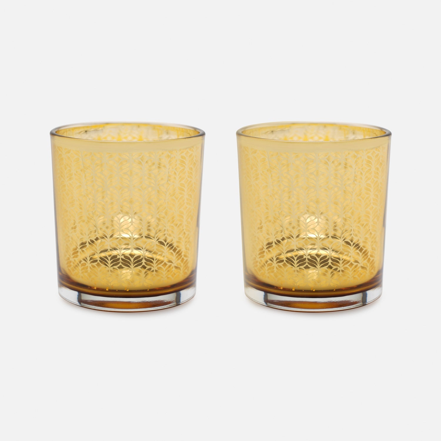 Set of 2 Gold Patterned Votives - Small