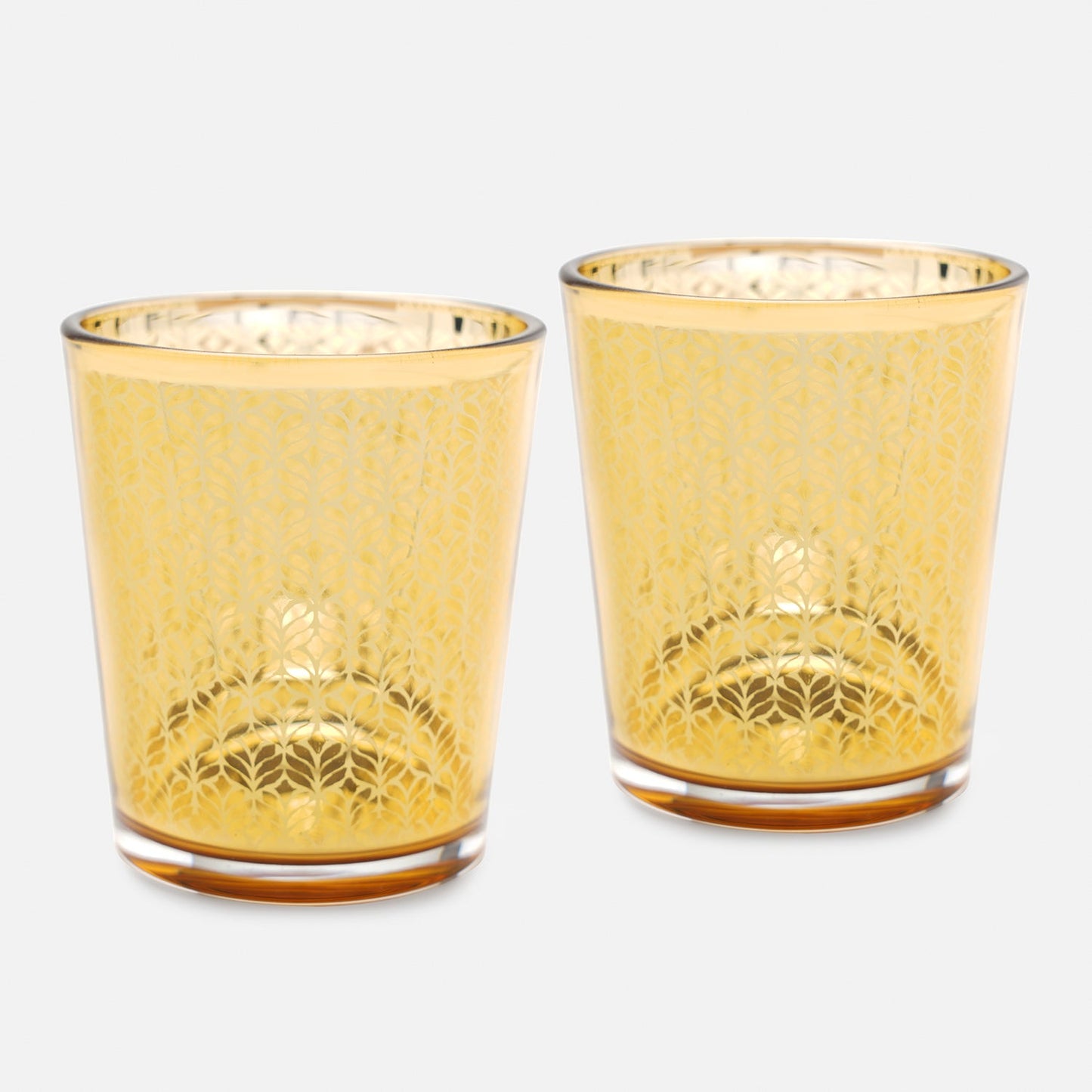 Set of 2 Gold Patterned Votives - Large