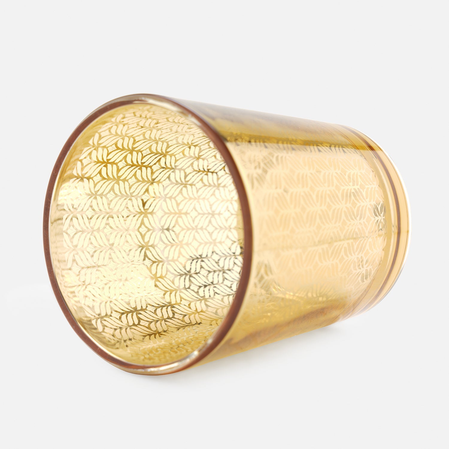 Set of 2 Gold Patterned Votives - Large