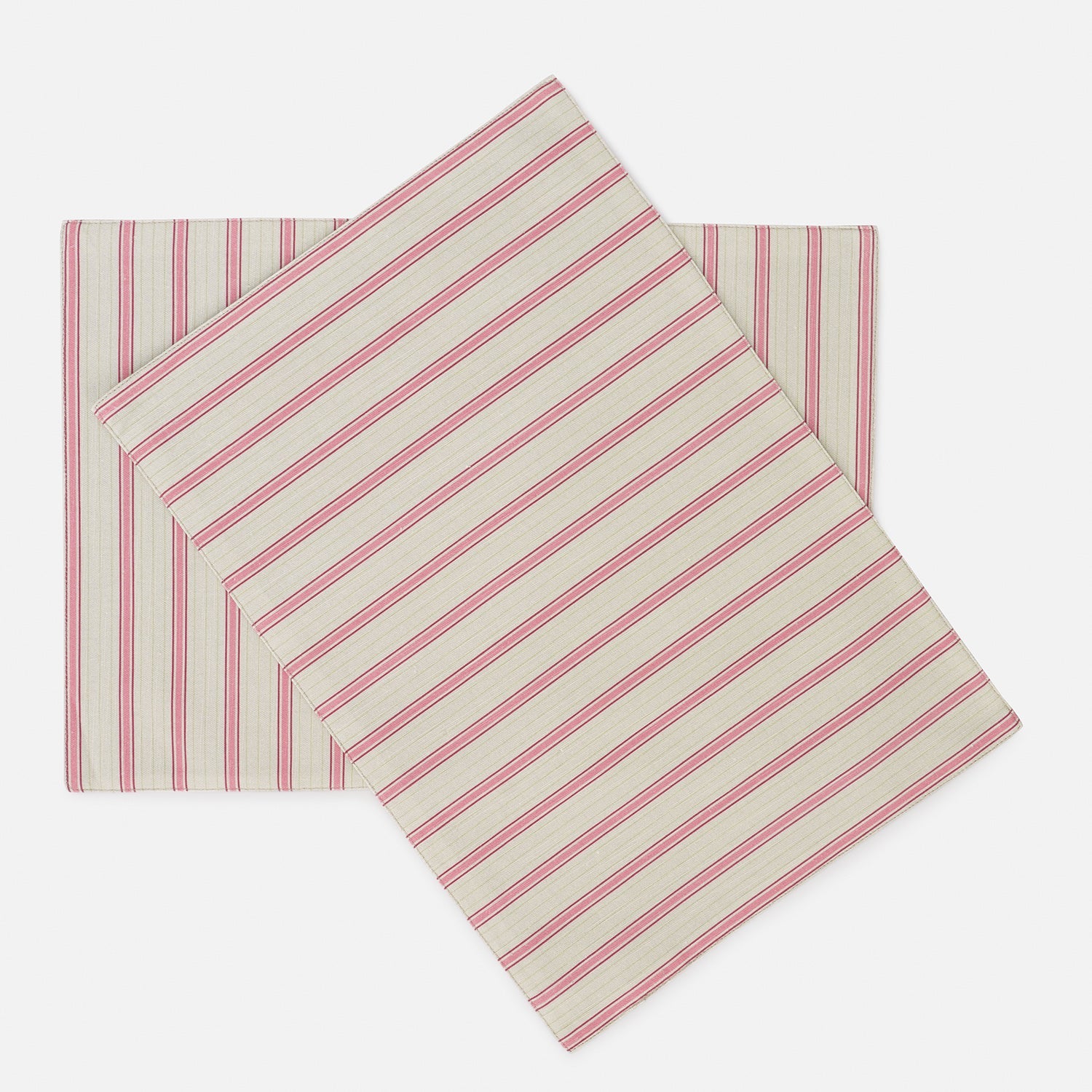 Set of 2 Pink Striped Cotton Placemats
