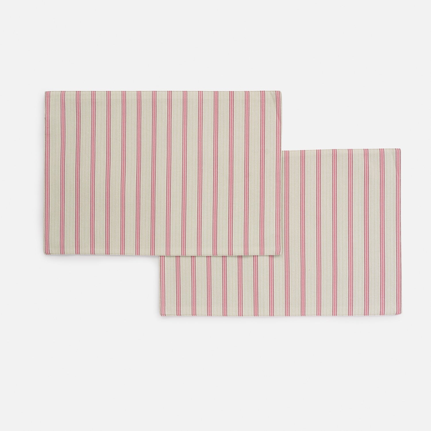 Set of 2 Pink Striped Cotton Placemats