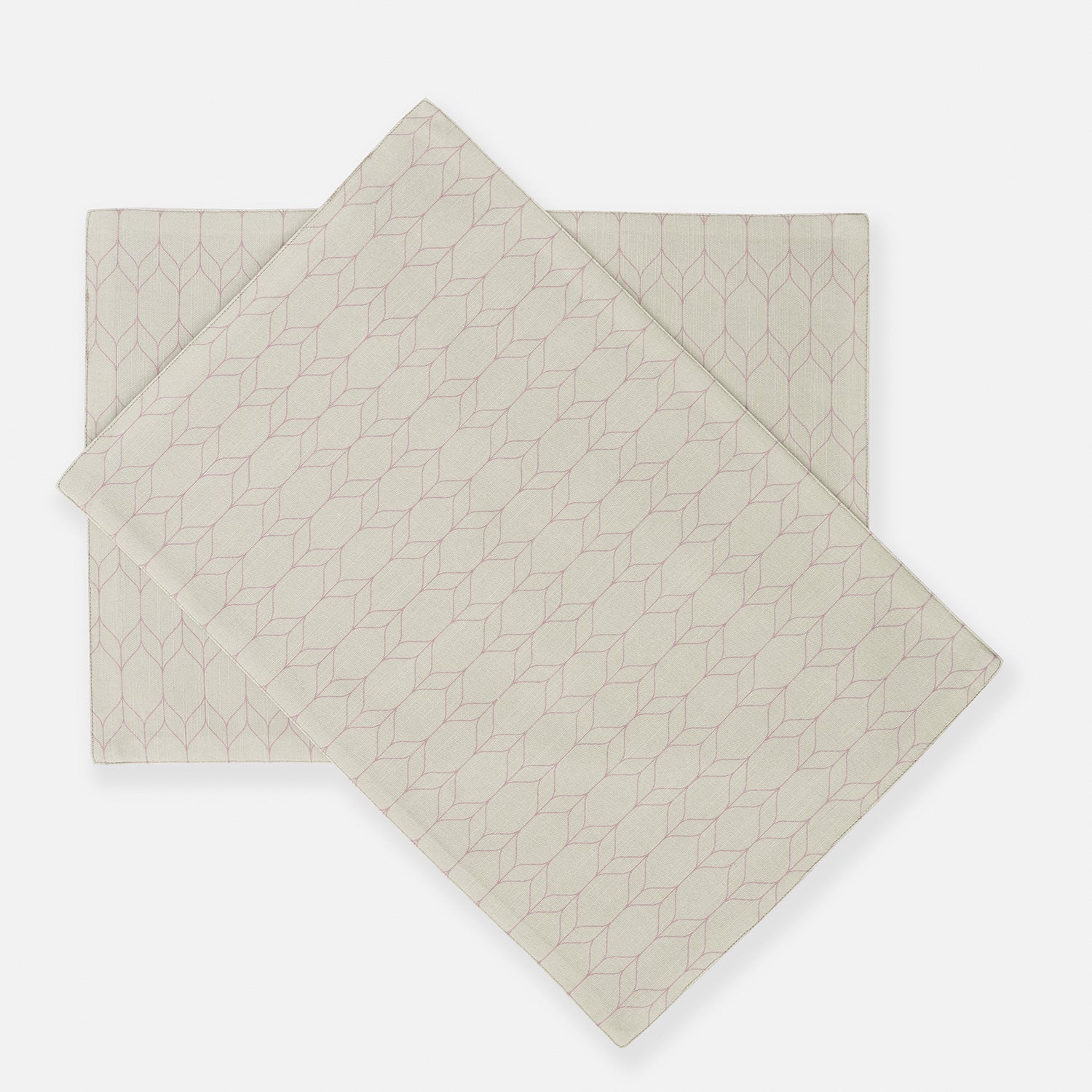 Set of 2 Purple and Off White Geometric Cotton Placemats