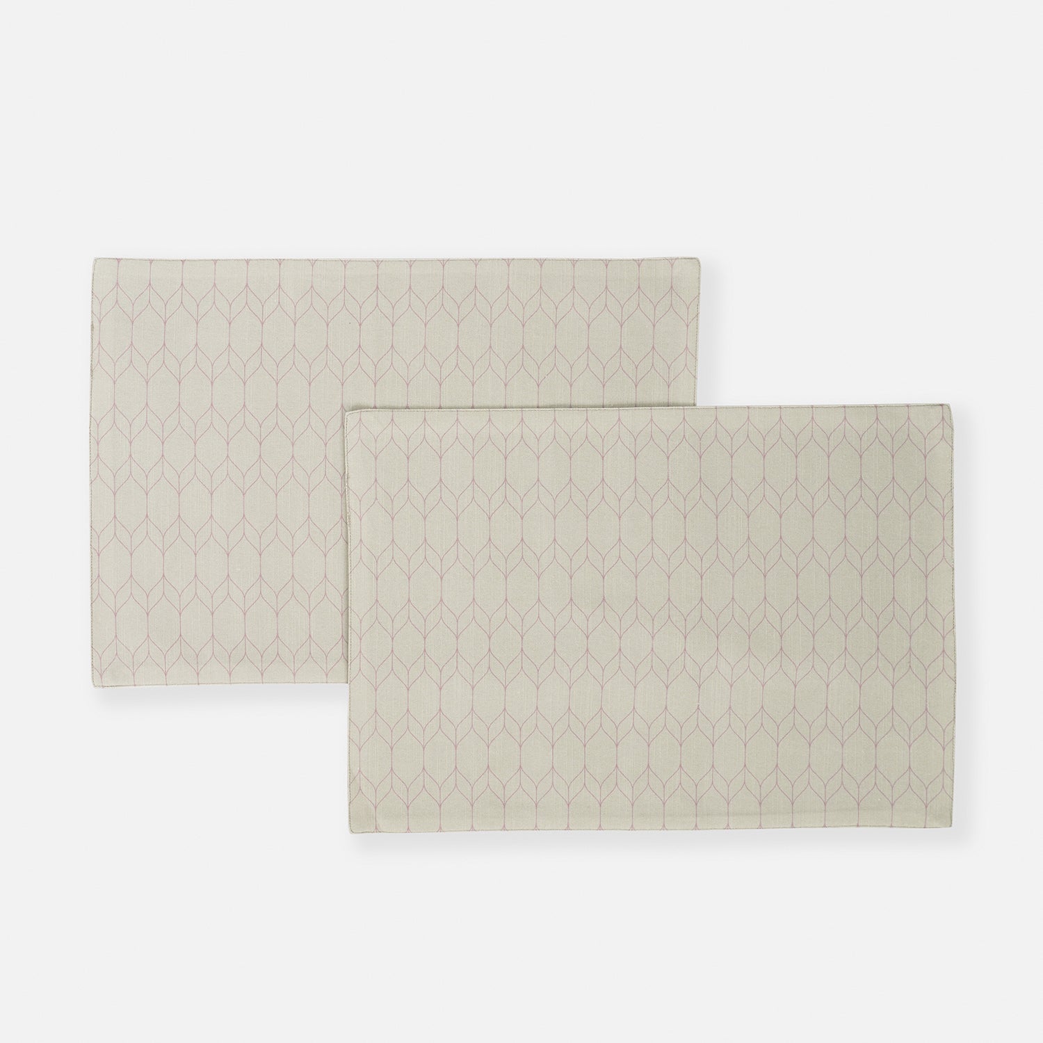 Set of 2 Purple and Off White Geometric Cotton Placemats