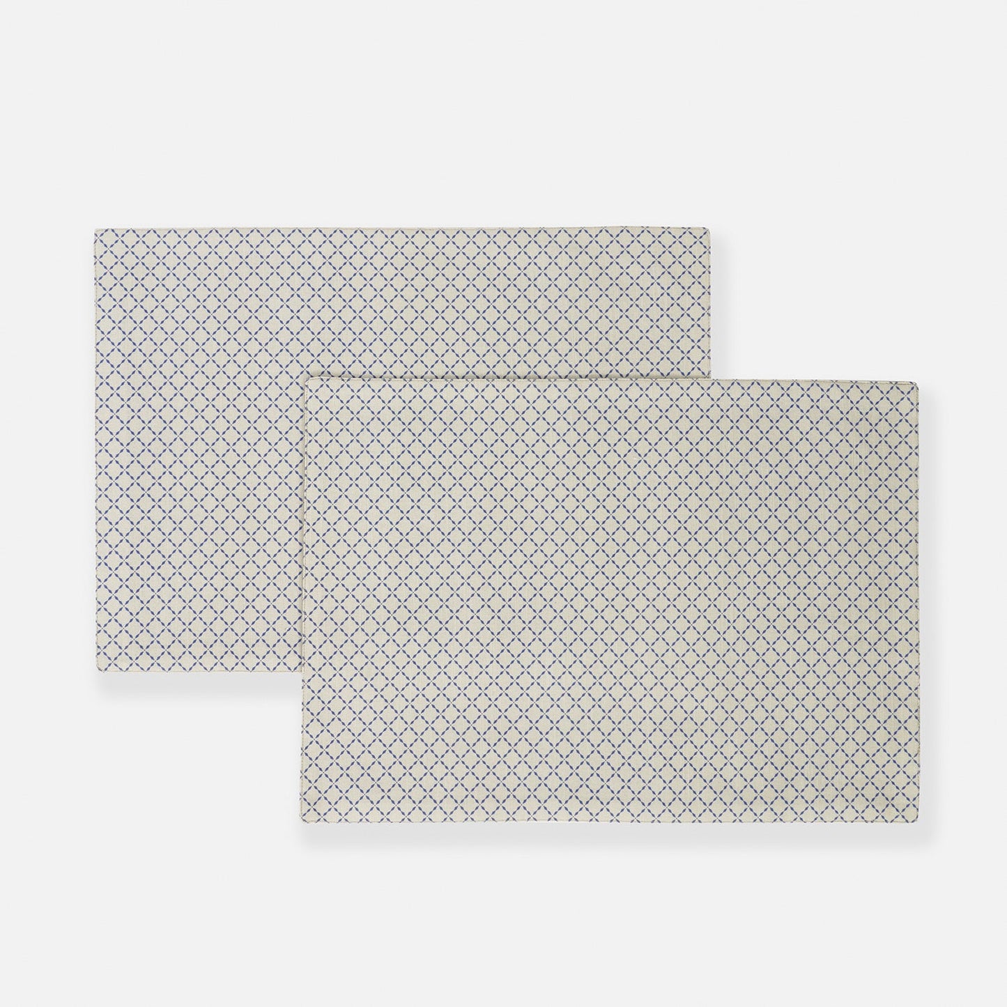 Set of 2 Blue and Off White Geometric Cotton Placemats