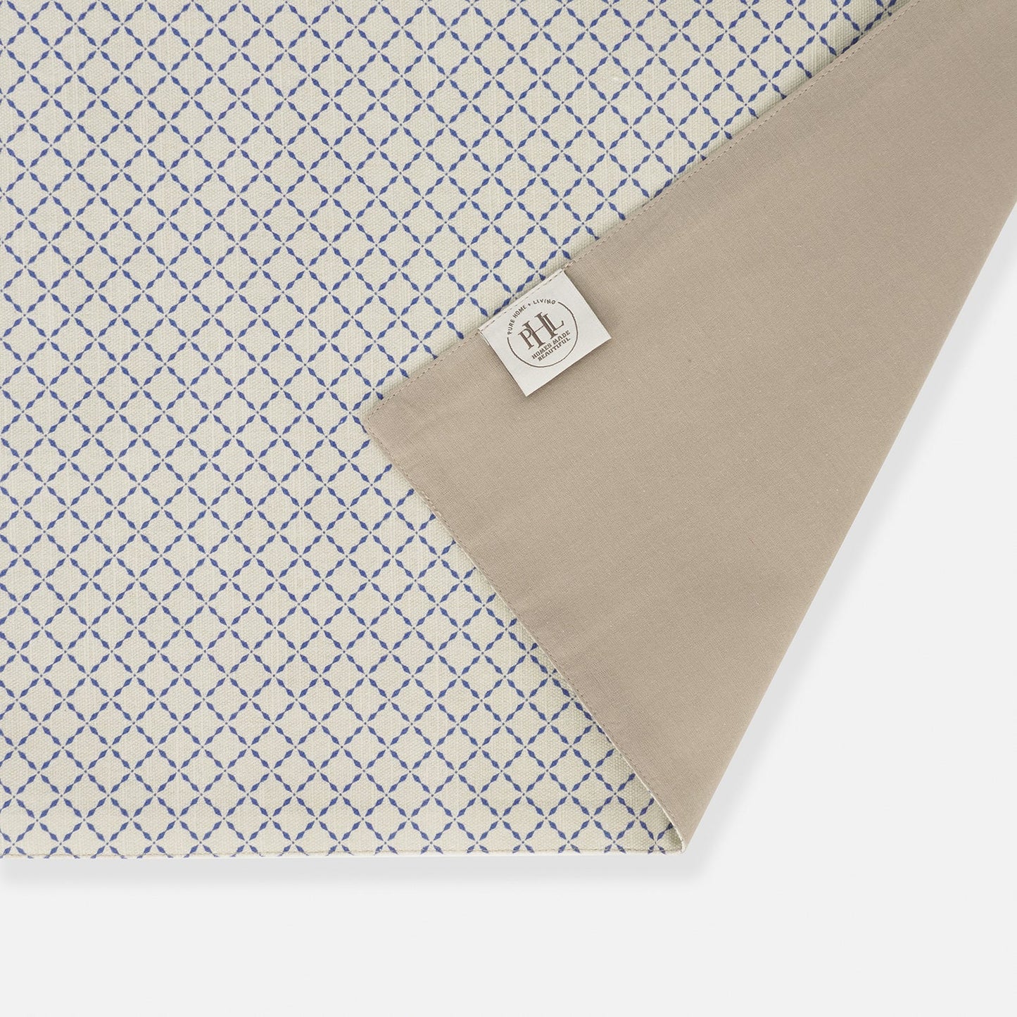 Set of 2 Blue and Off White Geometric Cotton Placemats
