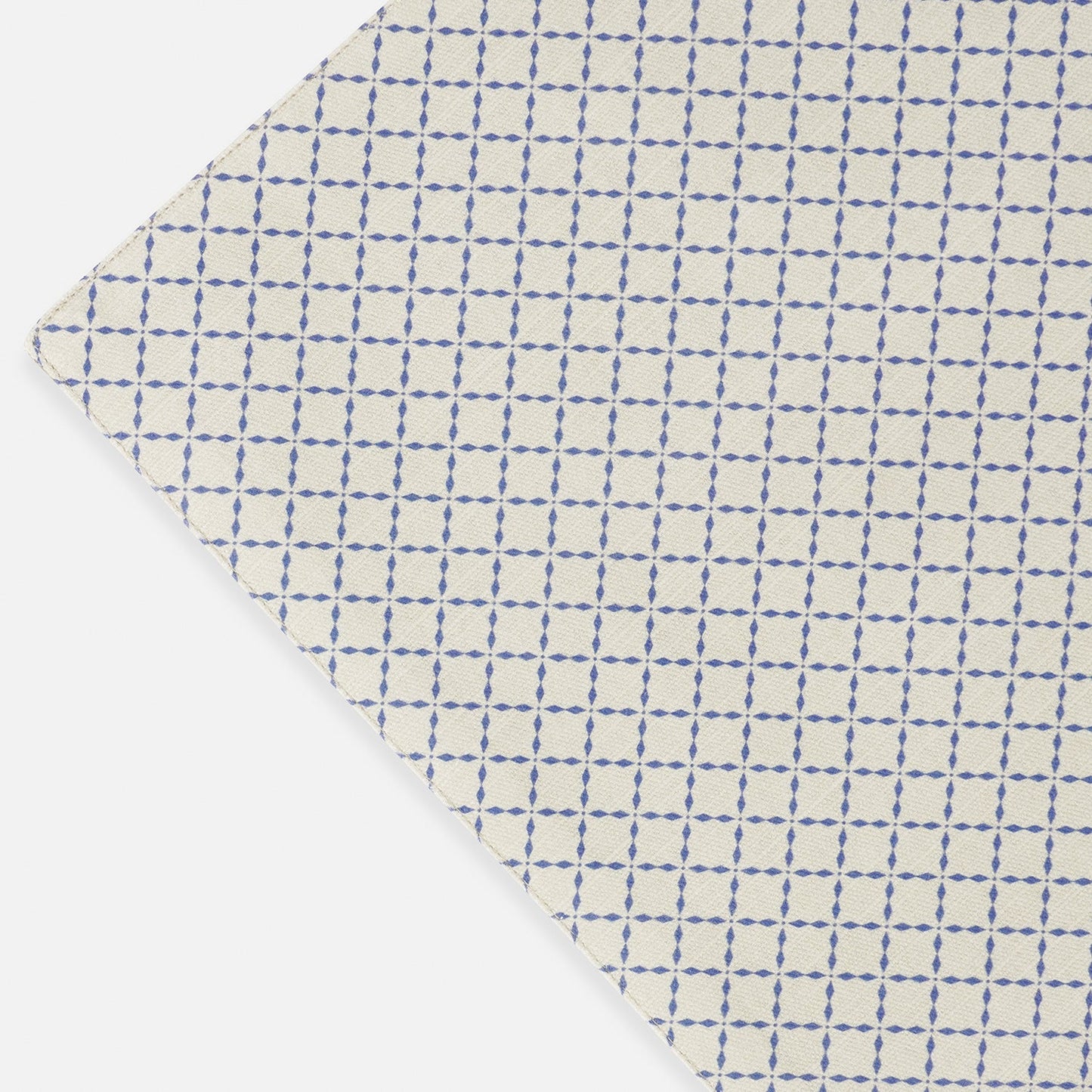 Set of 2 Blue and Off White Geometric Cotton Placemats