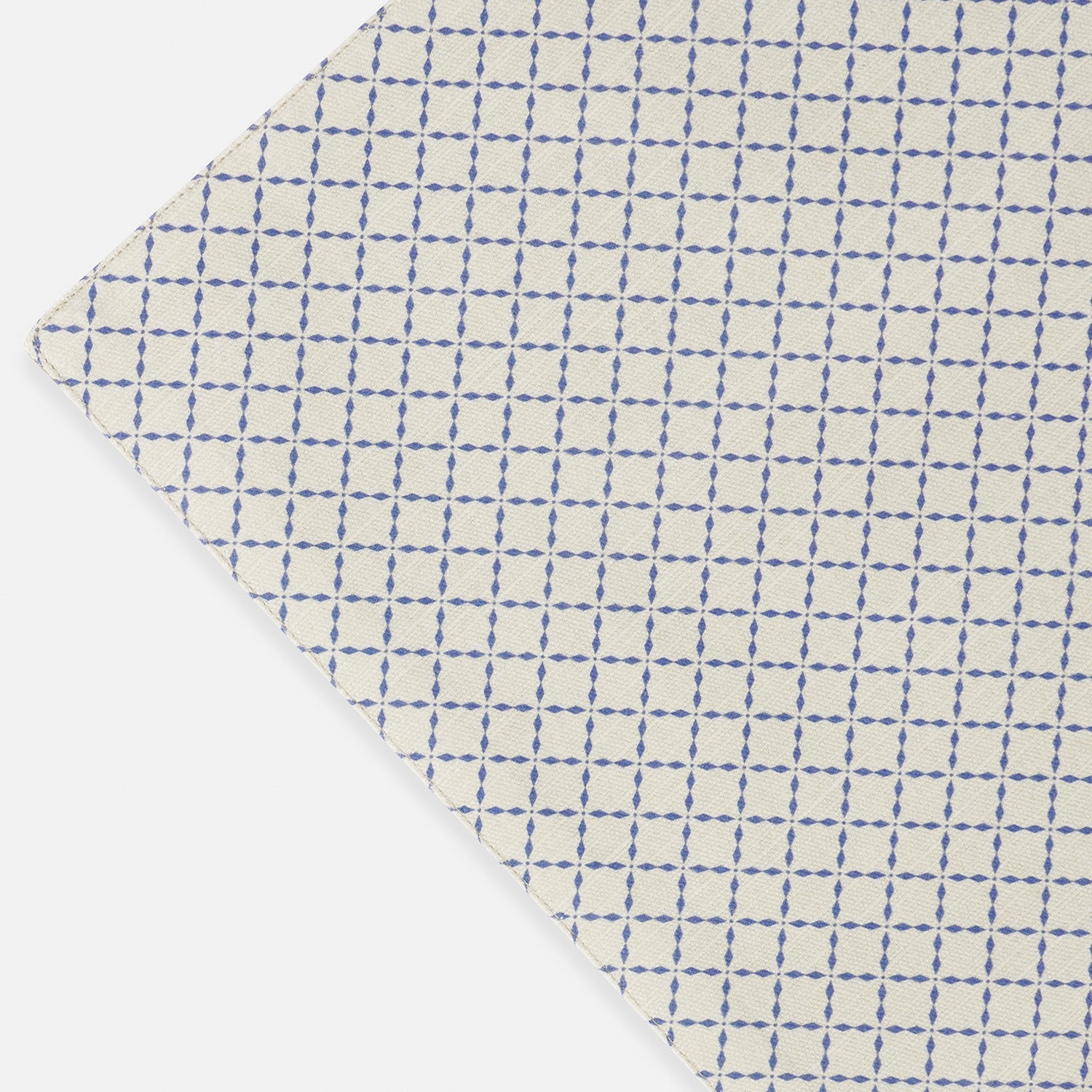 Set of 2 Blue and Off White Geometric Cotton Placemats