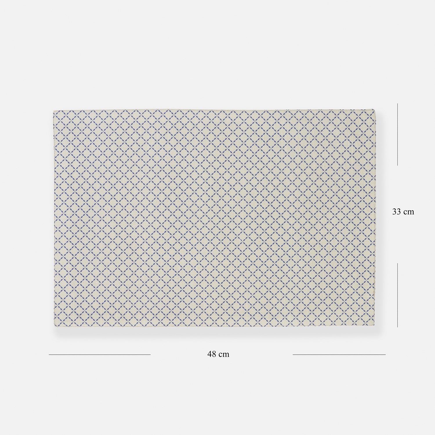 Set of 2 Blue and Off White Geometric Cotton Placemats