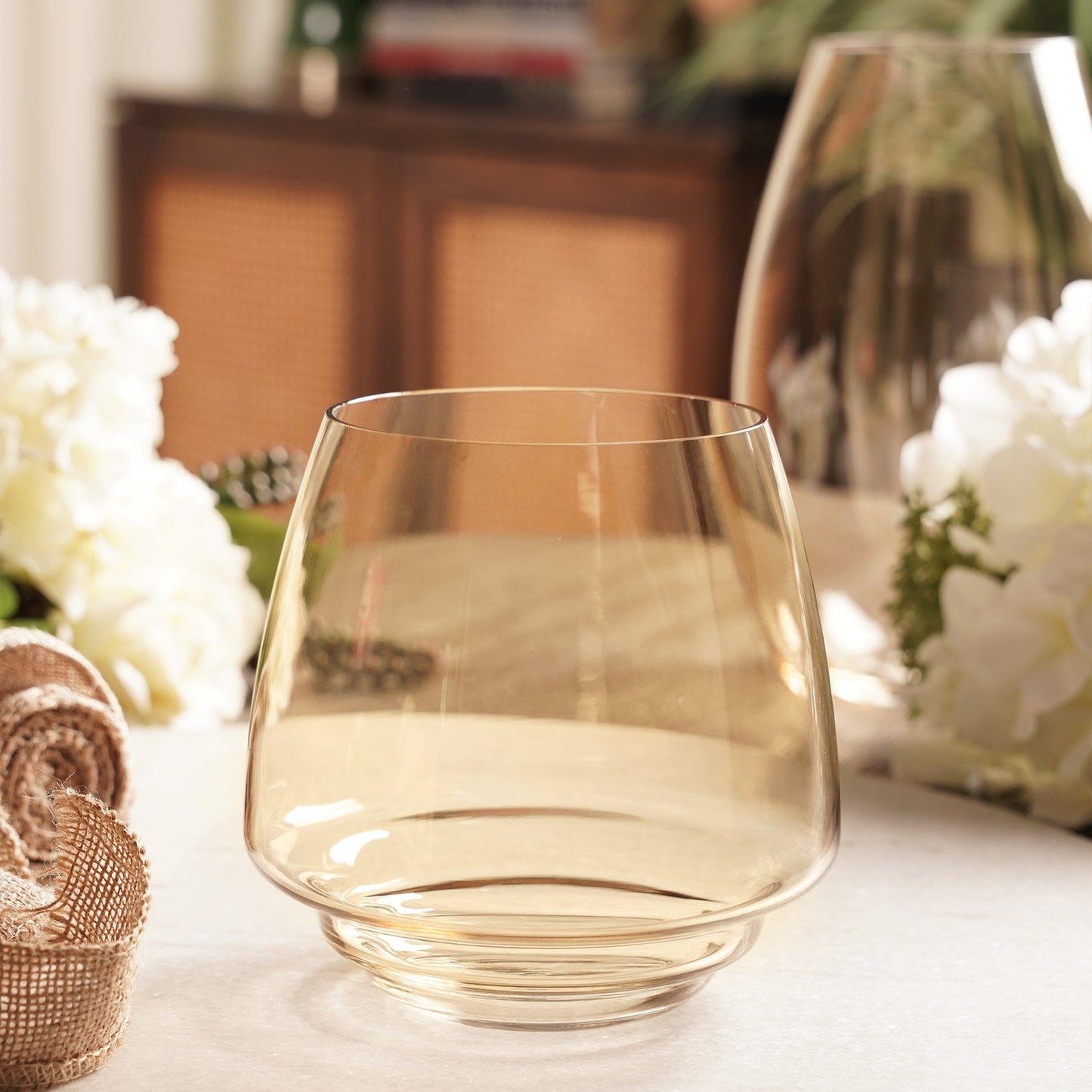 Amber Tall Glass Vase - Small