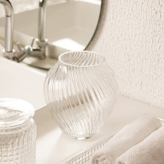 Clear Swirl Textured Glass Vase - Small