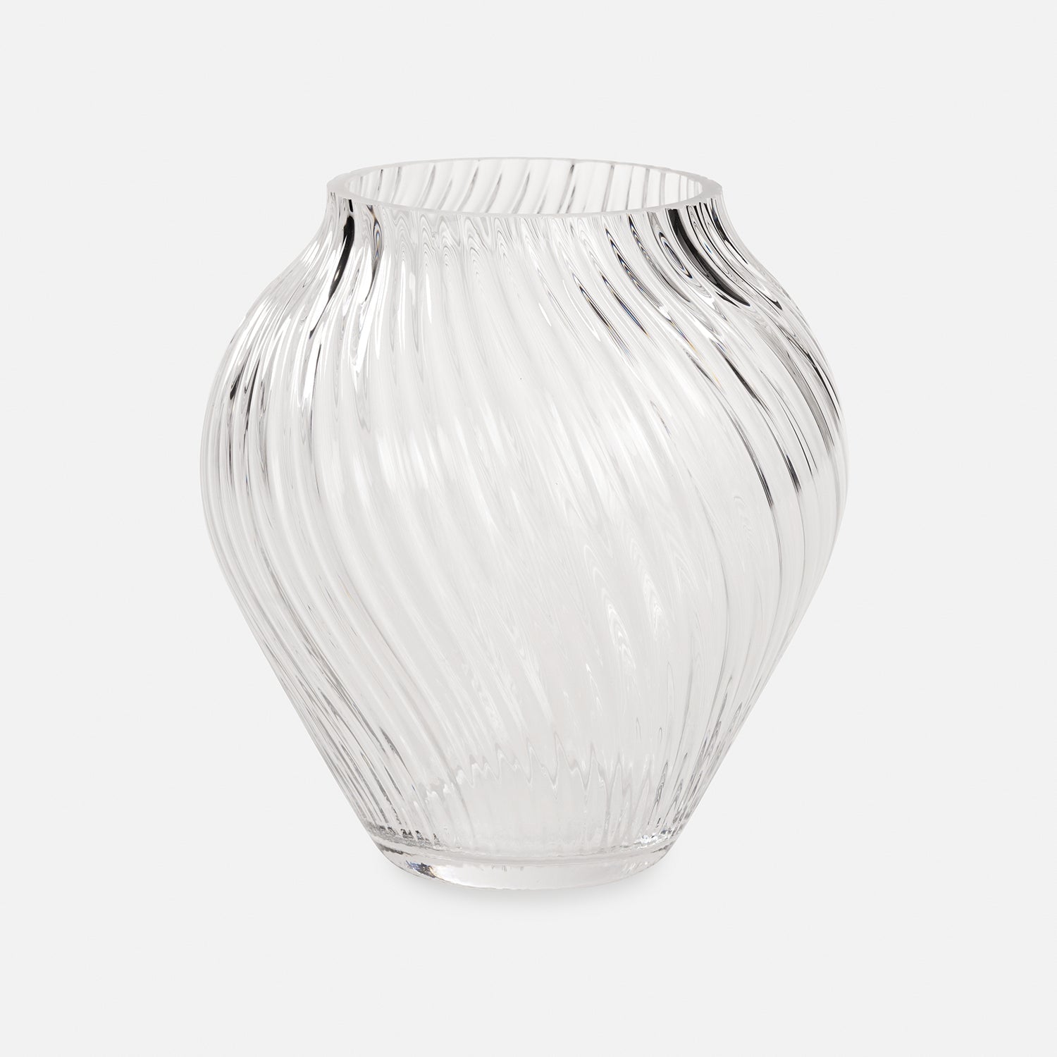 Clear Swirl Textured Glass Vase - Small
