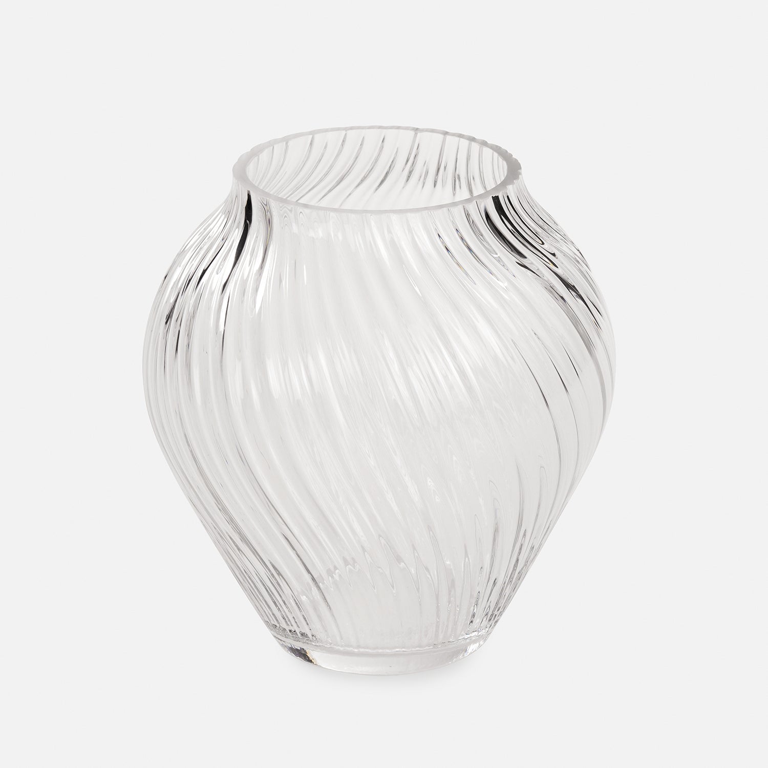 Clear Swirl Textured Glass Vase - Small